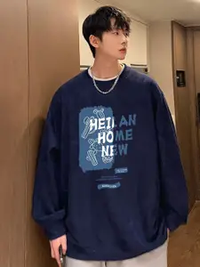 StyleCast x Revolte Men Typography Printed Round Neck Pullover Sweatshirt