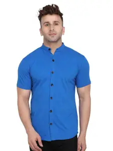 BEYOU FASHION Cotton Mandarin Collar Casual Shirt