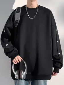 StyleCast x Revolte Men Solid Round Neck Pullover Sweatshirt