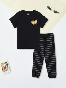 max Boys Printed Short Sleeves Pure Cotton T-shirt With Joggers