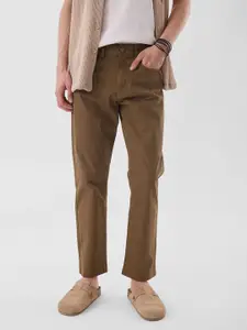 Snitch Men Brown Mid-Rise Slim Fit Trouser