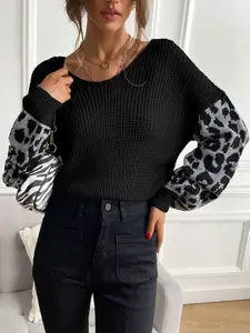 StyleCast Black Animal Printed Pullover