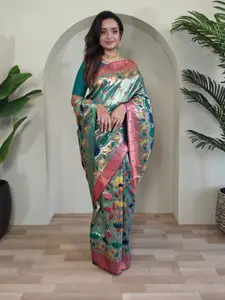 Anouk Floral Woven Design Zari Paithani Saree