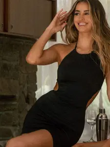 StyleCast Women Halter Neck Sleeveless Bodycon Dress