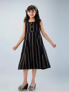 DMP FASHION Girls Striped A-Line Midi Dress