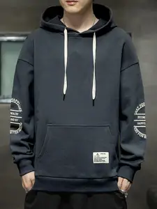 StyleCast x Revolte Men Typography Printed Hooded Sweatshirt