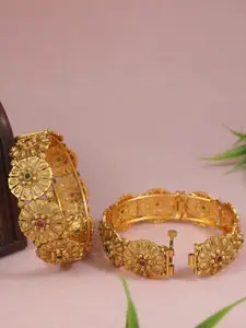 SGA FASHION Set Of 2 Gold-Plated AD Studded Bangles