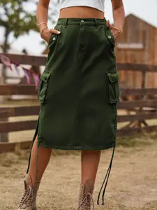 StyleCast Denim Straight Midi Skirt