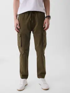Snitch Men Olive Mid-Rise Slim Fit Cargo Pants