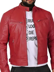 StyleCast x Revolte Men Insulator Outdoor Leather Jacket