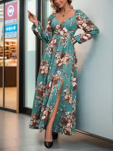 StyleCast Floral Print Puff Sleeve Maxi Dress