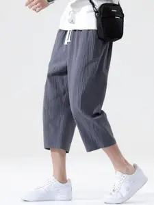 StyleCast x Revolte Men Cotton Mid-Rise Cropped Chinos Trousers