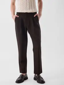 Snitch Men Tailored Slim Fit Mid-Rise Formal Trousers