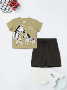 max Boys Printed Short Sleeves Pure Cotton T-shirt With Shorts
