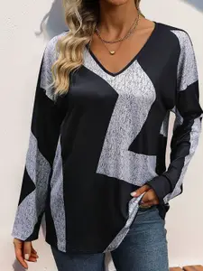 StyleCast x Revolte Women Abstract Printed V-Neck Top