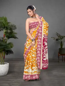 Anouk Kalamkari Printed Pure Cotton Bagru Saree