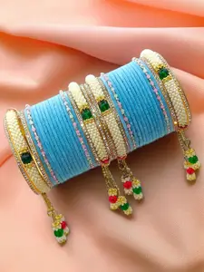 BeautyTrends Set Of 32 Gold-Plated AD Studded Latkan Chuda Bangle