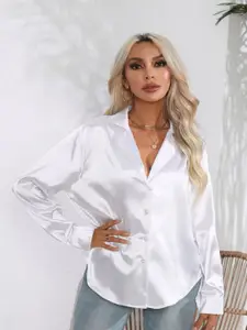 StyleCast Women Satin Opaque Long Sleeves Casual Shirt