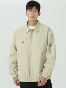 StyleCast x Revolte Men Spread Collar Solid Casual Windcheater Jacket