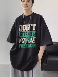 StyleCast Men Typography Printed Round Neck Oversized T-shirt