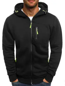 StyleCast x Revolte Men Solid Hood Front-Open Sweatshirt