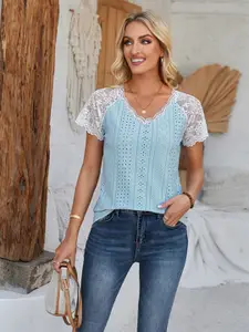 StyleCast x Revolte Self Design Short Sleeves V-Neck Top