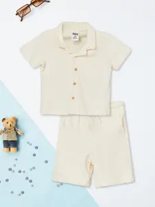 max Boys Cuban Collar Pure Cotton Shirt With Shorts