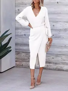 StyleCast V-Neck Wrap Midi Dress