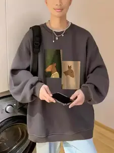 StyleCast x Revolte Men Graphic Printed Round Neck Pullover Sweatshirt