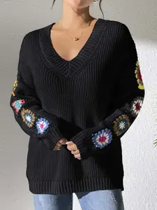 StyleCast x Revolte Women Floral Longline Pullover Sweater