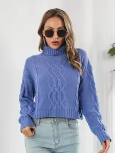 StyleCast Women Blue Long Sleeves Pullover Sweaters