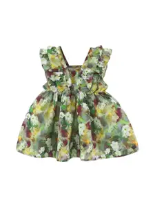 StyleCast x Revolte Girls Cotton Square Neck Floral Printed A-Line Dress