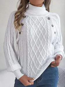 StyleCast x Revolte Women Cable Knit Turtle Neck Pullover Sweater