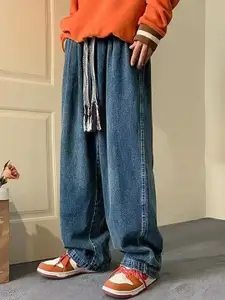 StyleCast x Revolte Men Wide Leg Medium Fade Cotton Jeans