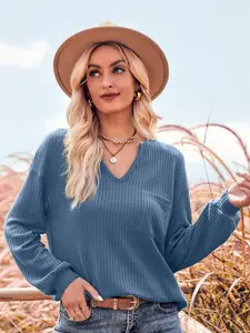 StyleCast Blue V Neck Regular Top