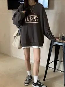 StyleCast x Revolte Women Typography Printed Sweatshirt