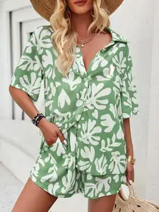 StyleCast Women Floral Printed Shirt With Shorts Co-Ords