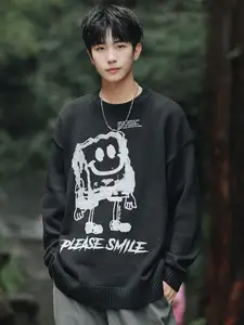StyleCast x Revolte Men Graphic Printed Round Neck Longline Pullover