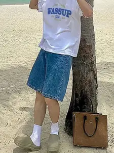 StyleCast Men Mid Rise Loose Fit Denim Shorts