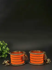 RIJOLI Set Of 42 Gold-Plated Latkan Zircon Studded Bangles