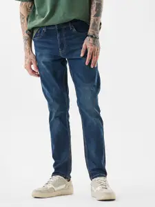 Snitch Men Dark Blue Mid-Rise Tapered Fit Jeans