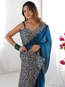 Saree mall Embroidered Pure Chiffon Sarees With Unstitched Blouse Piece