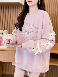 StyleCast x Revolte Women Typography Printed Round Neck Cotton Pullover Sweatshirt