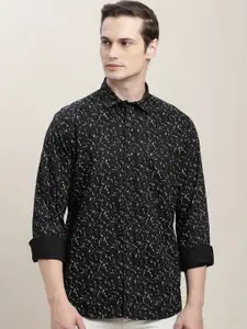 Turtle Men Relaxed Slim Fit Floral Printed Spread Collar Cotton Casual Shirt
