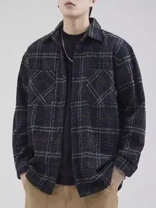 StyleCast x Revolte Men Spread Collar Checked Casual Tailored Jacket