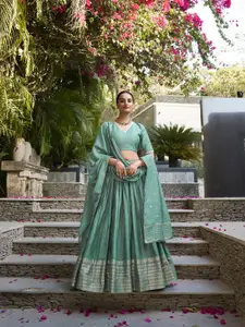 LOOKNBOOK ART Floral Woven Design Ready to Wear Lehenga & Unstitched Blouse With Dupatta