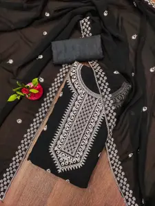 Panzora Floral Embroidered Sequinned Georgette Unstitched Dress Material