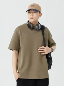 StyleCast x Revolte Men Solid Round Neck Cotton Relaxed Fit T-shirt