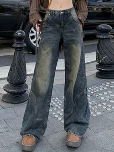 StyleCast x Revolte Women Relaxed Fit Light Fade Jeans