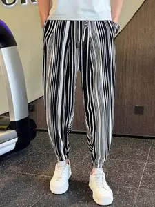 StyleCast x Revolte Men Striped Easy Wash Joggers Trousers